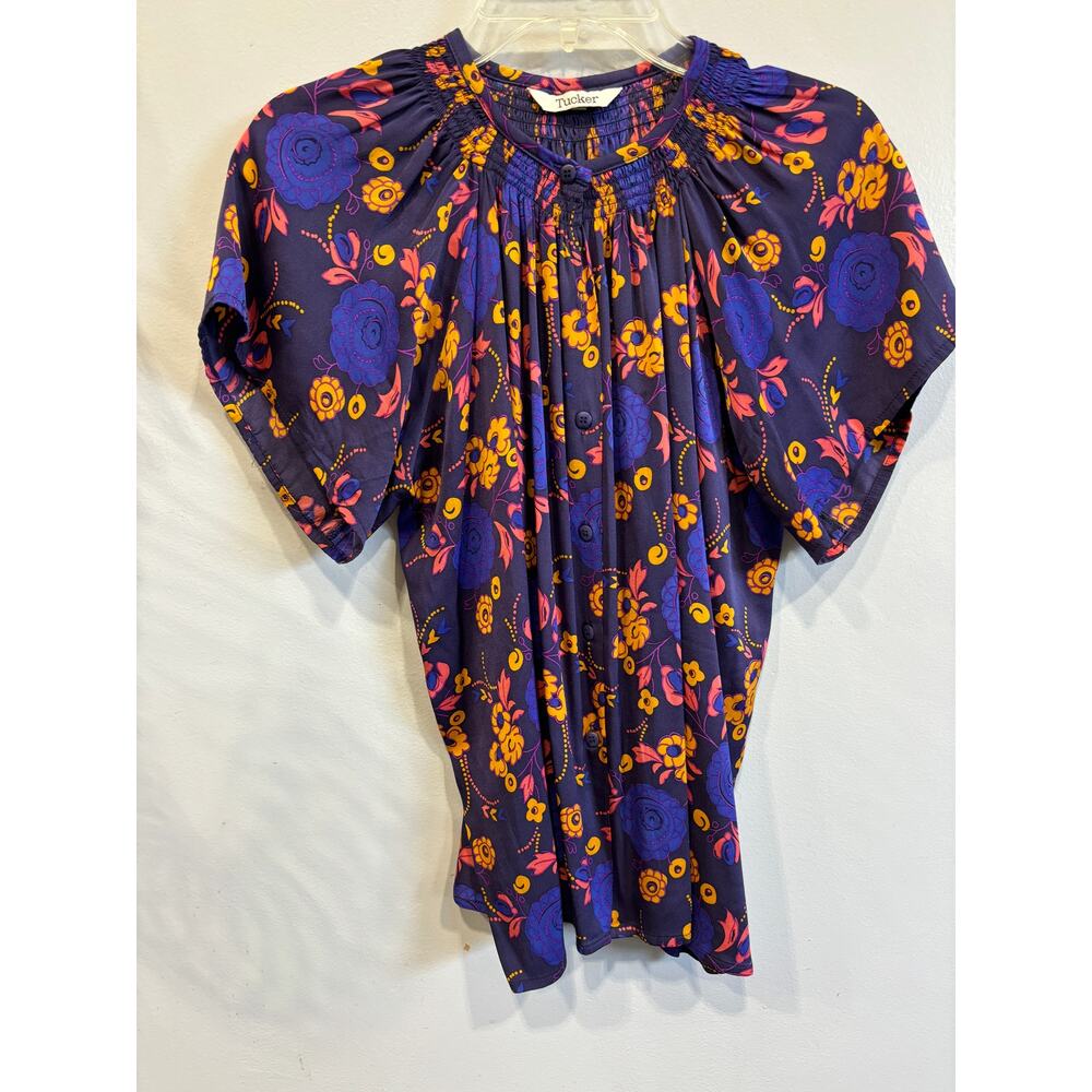 Tucker Purple Floral Short Sleeve Top